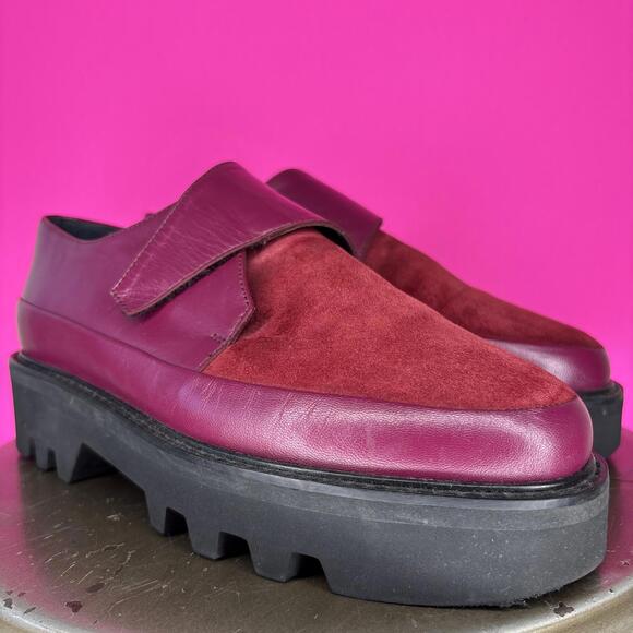 Unreal Fields Wrap Up Bordeaux Leather Platform Creeper Sz 38 - Picture 1 of 7